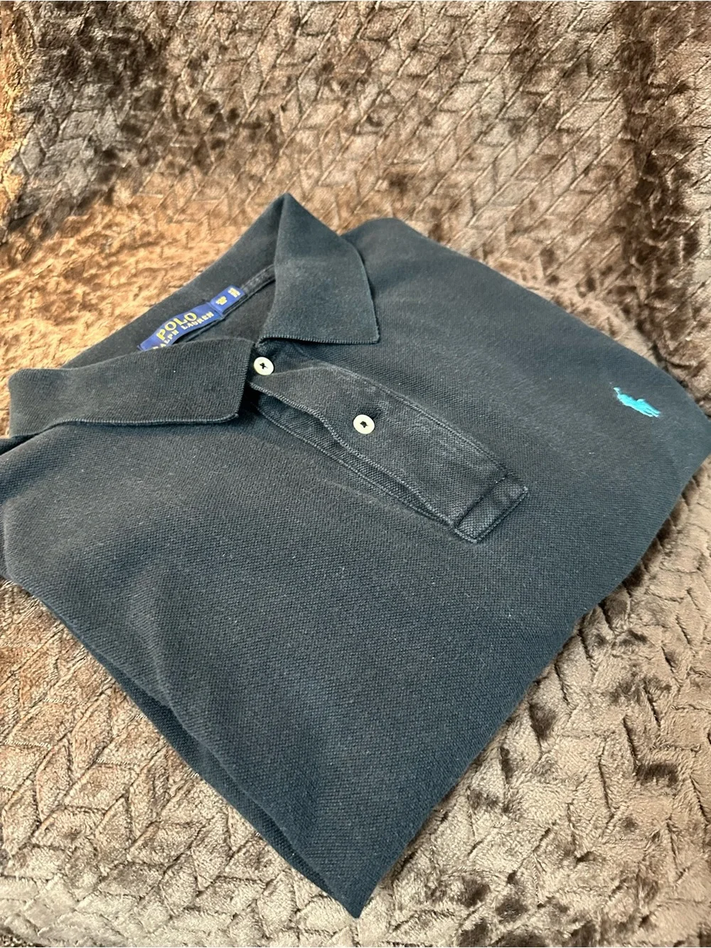 Ralph Lauren Men's Black Polo with Teal Logo